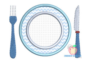 Empty plate with spoon, knife and fork Applique