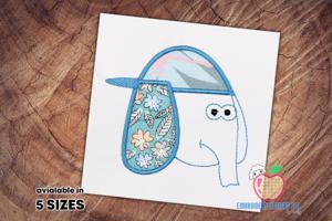 Cartoon Elephant wearing hat Applique for Kids