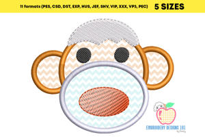 Cute Monkey Applique Pattern