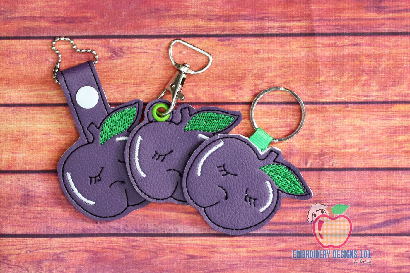 Sad Plum Fruit Cartoon Keyfob Keychain ITH