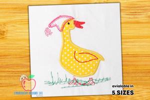 Duck Wearing Christmas Hat Applique for Kids