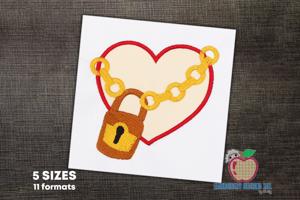 A Heart Locked With The Chain And Lock Applique