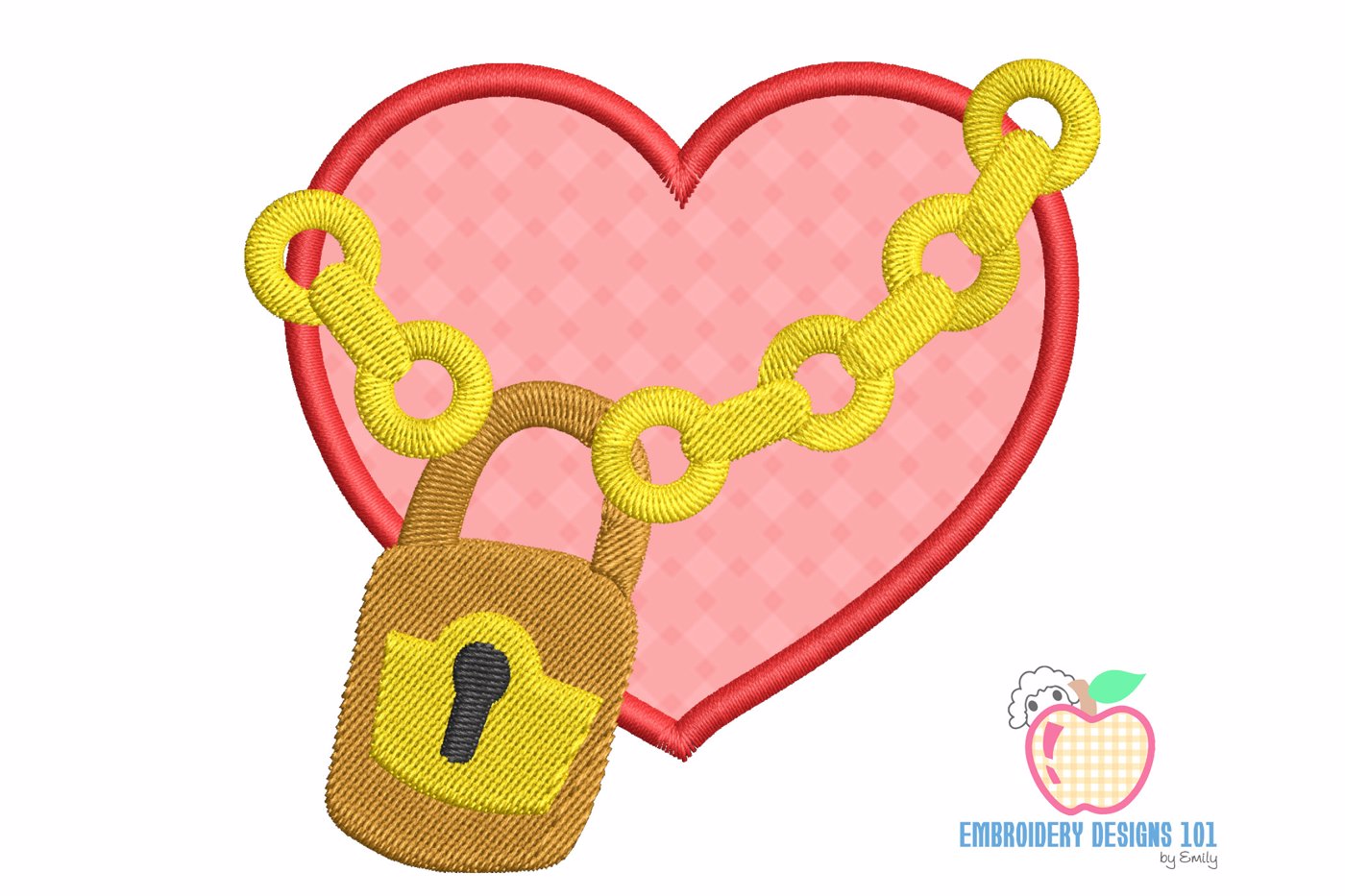 A Heart Locked With The Chain And Lock Applique