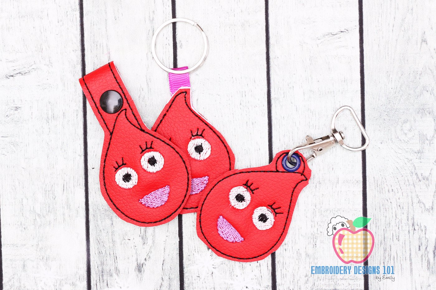 Blood Drop Cartoon Character ITH Snaptab Keyfob Design