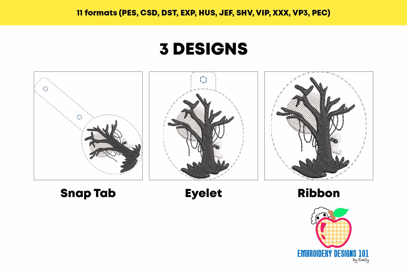 Halloween Tree ITH Snaptab Keyfob Design