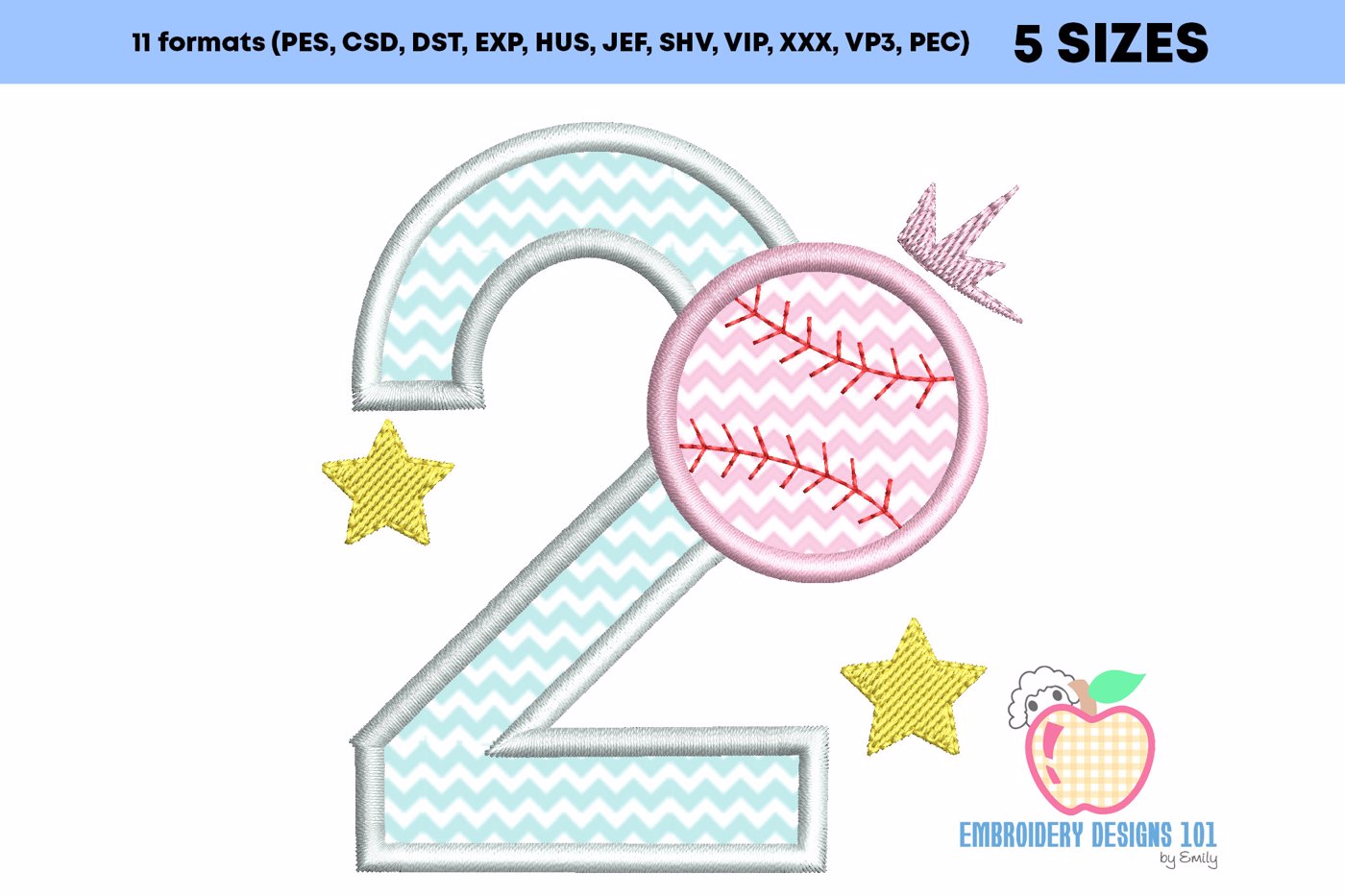 2nd Baseball Birthday applique for Kids