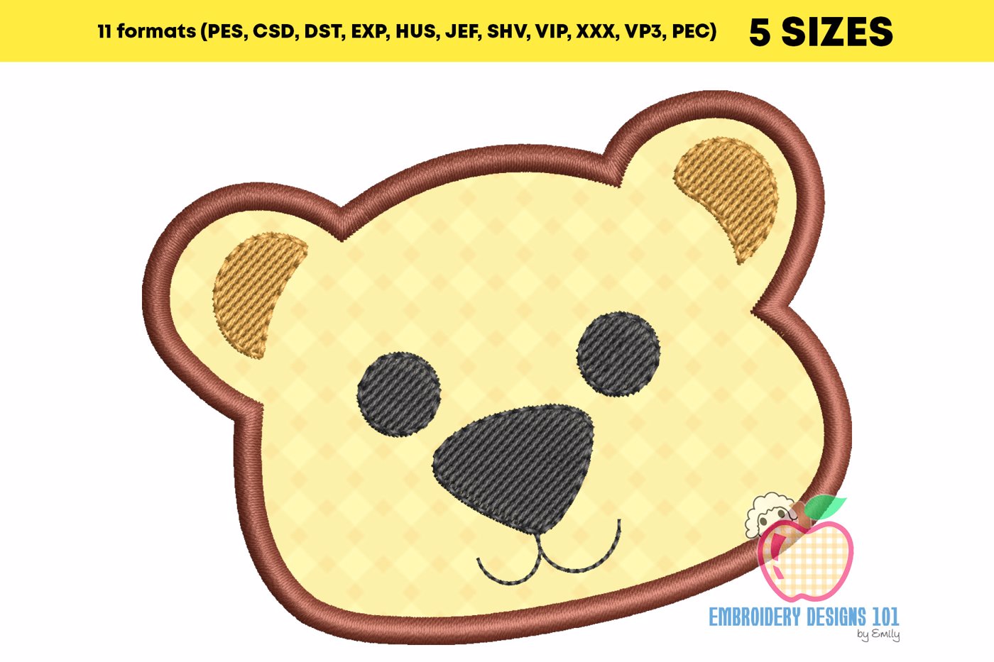 Baby Bear Face Applique Pattern