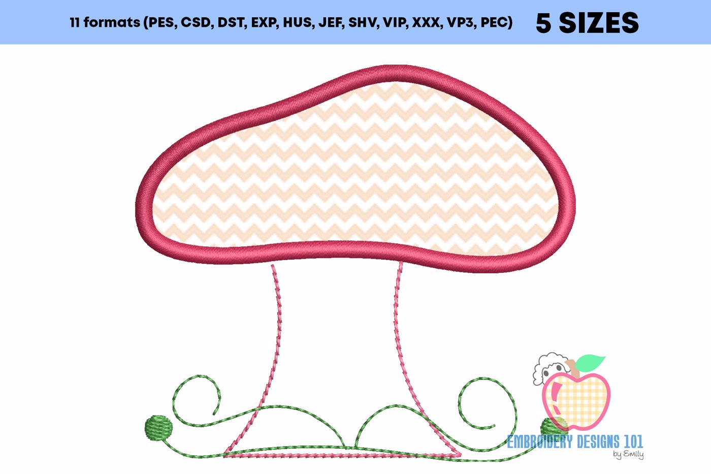 The Mushroom With The Designs Applique Pattern