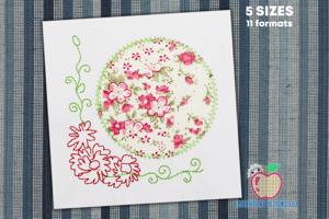 Floral design with cicle applique