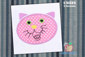 Happy Cat Face Applique Pattern