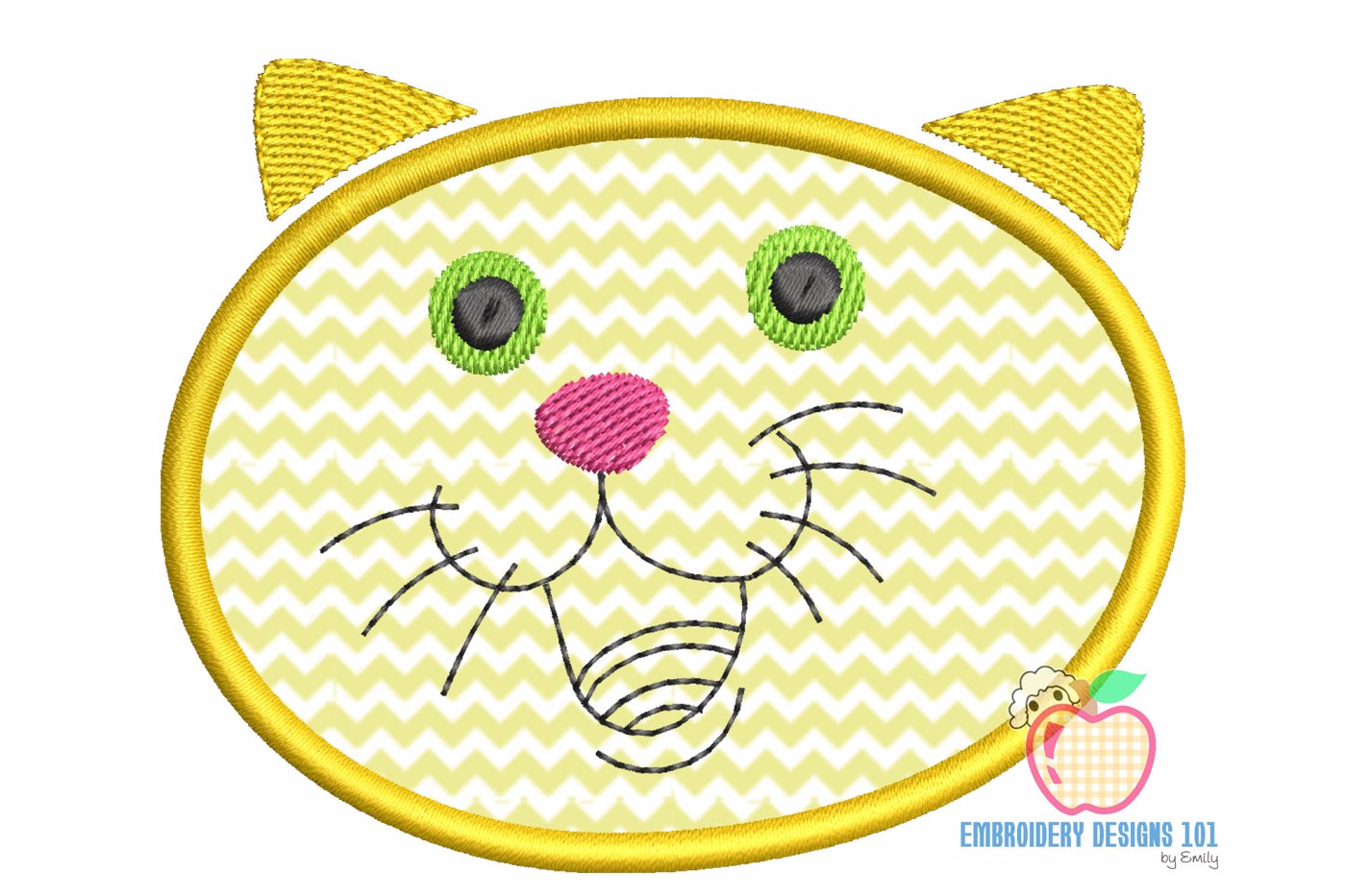 Happy Cat Face Applique Pattern