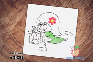 Girl Running Fast With The Gift Quick Stitch