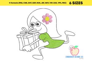 Girl Running Fast With The Gift Quick Stitch