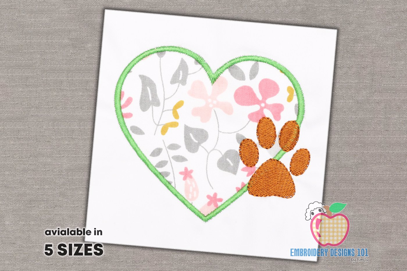 Design Of Heart With The Paw Footprint Applique