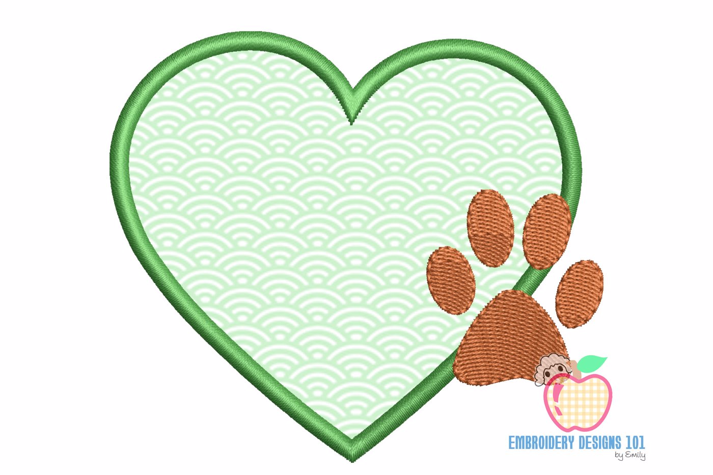 Design Of Heart With The Paw Footprint Applique