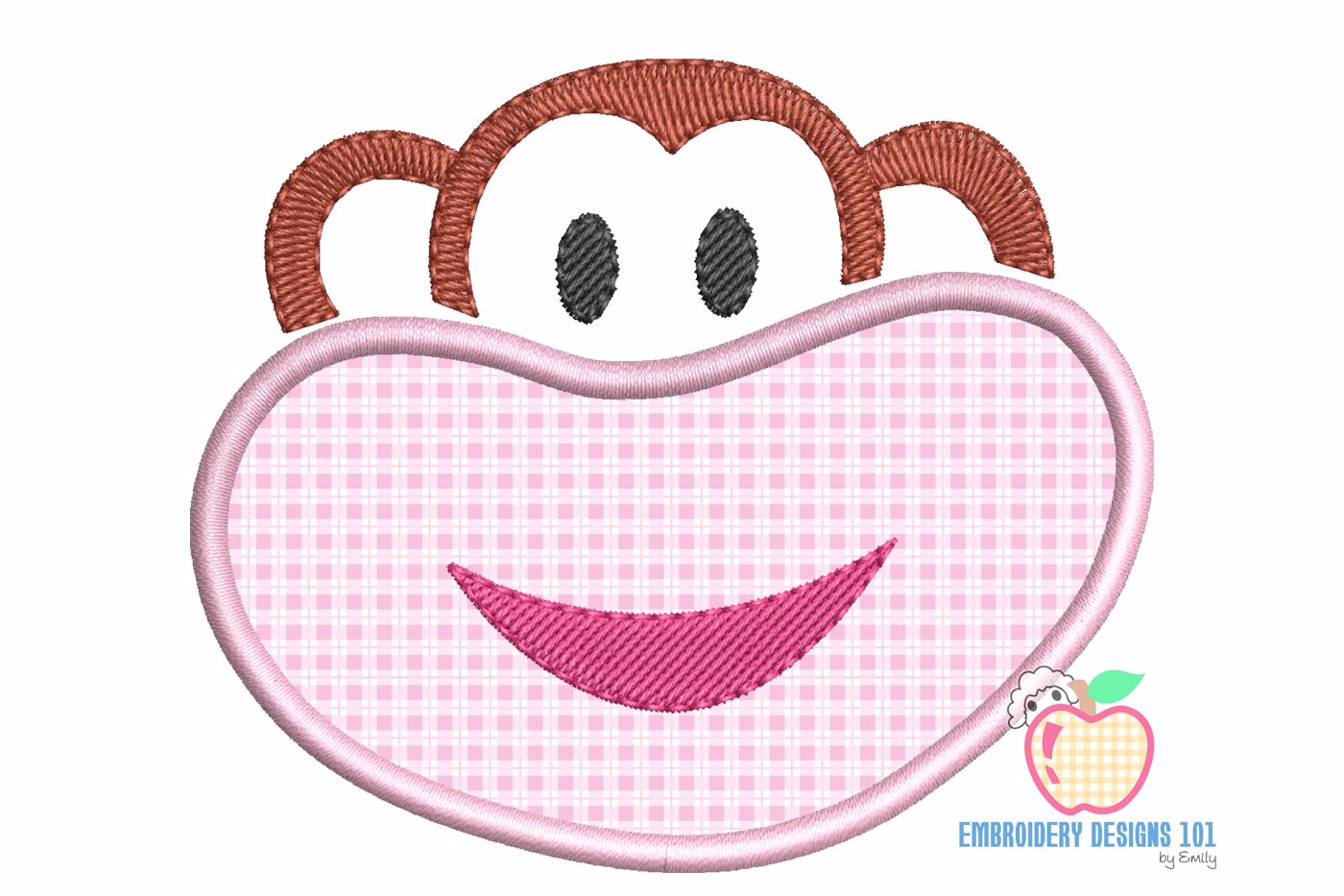 Happy Monkey Face Embroidery Applique