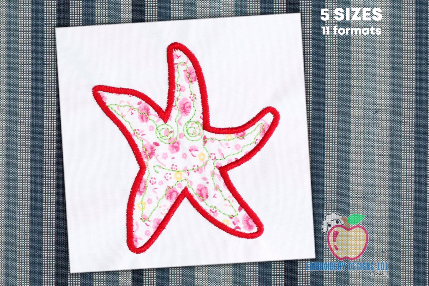 Star Fish With Orange Green Color Applique