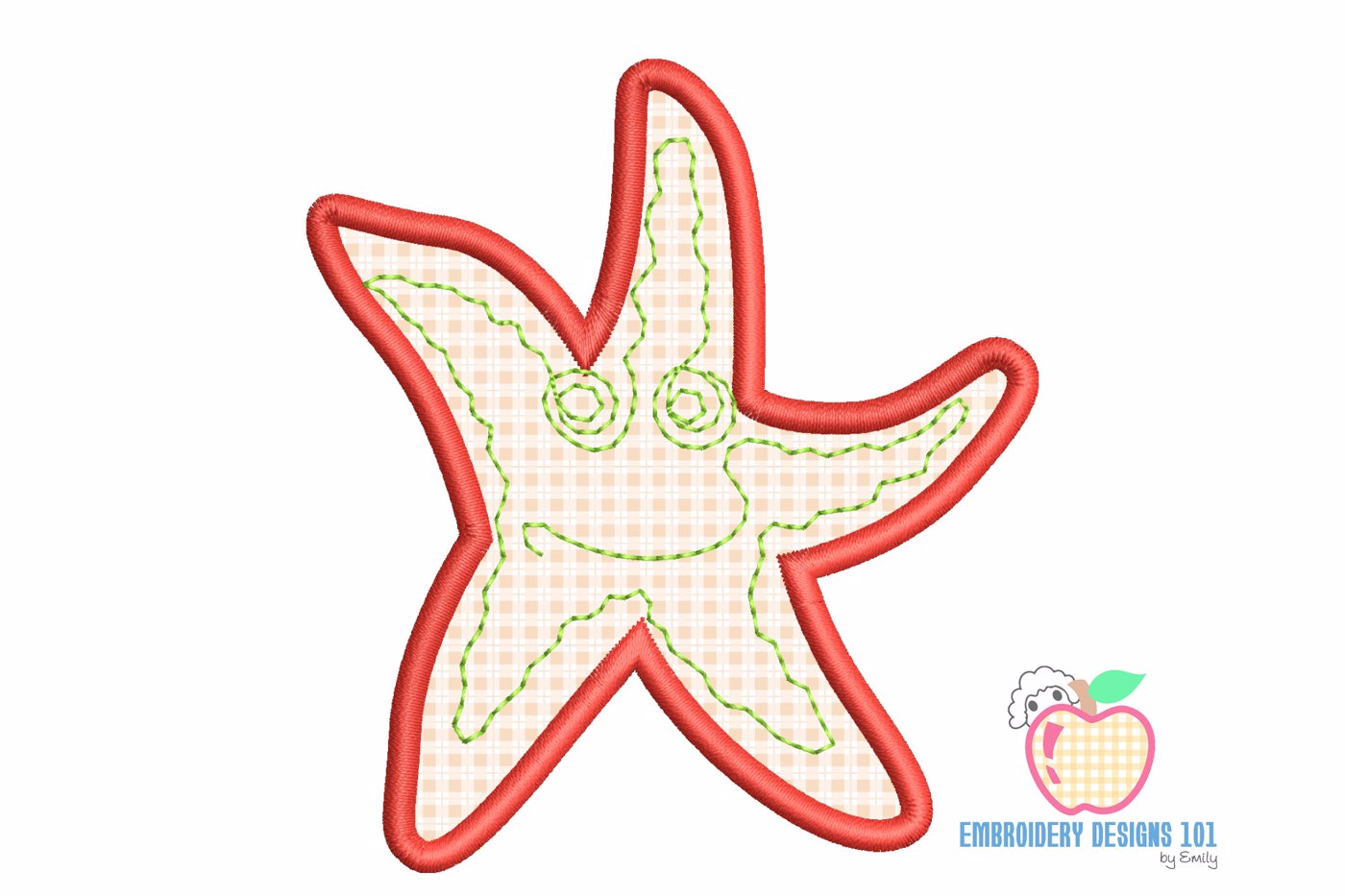 Star Fish With Orange Green Color Applique