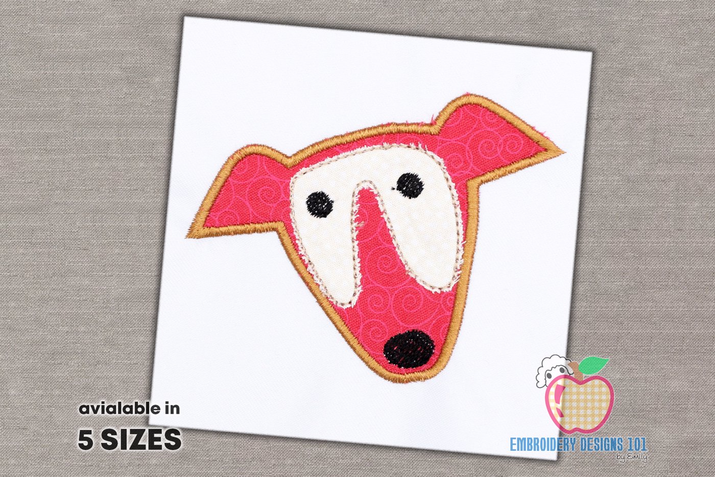 Whippet Dog Face Applique Pattern