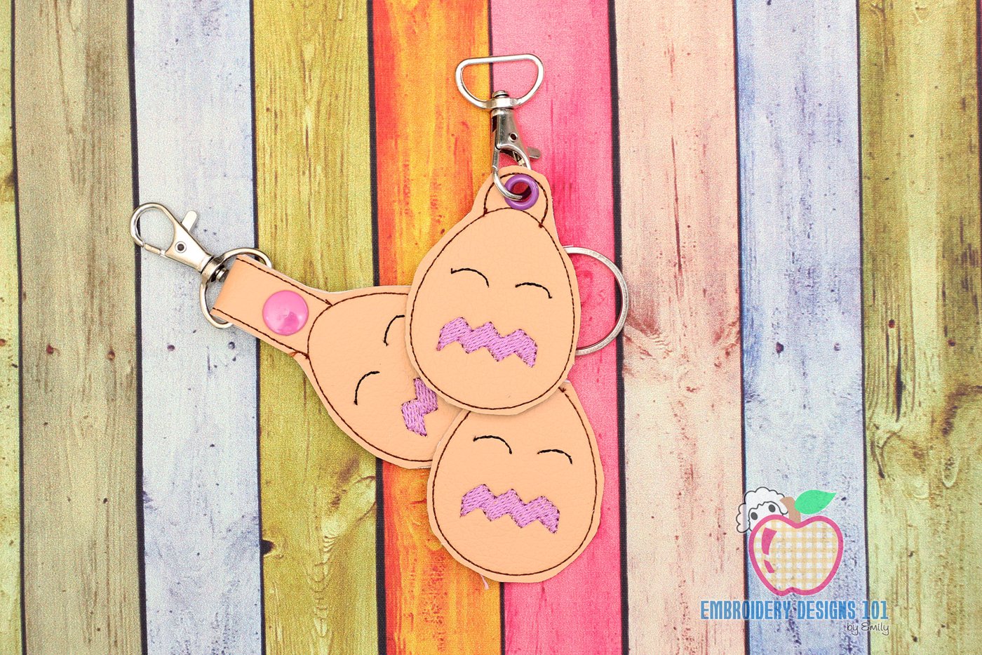 Cartoon Egg ITH Snaptab Keyfob Design