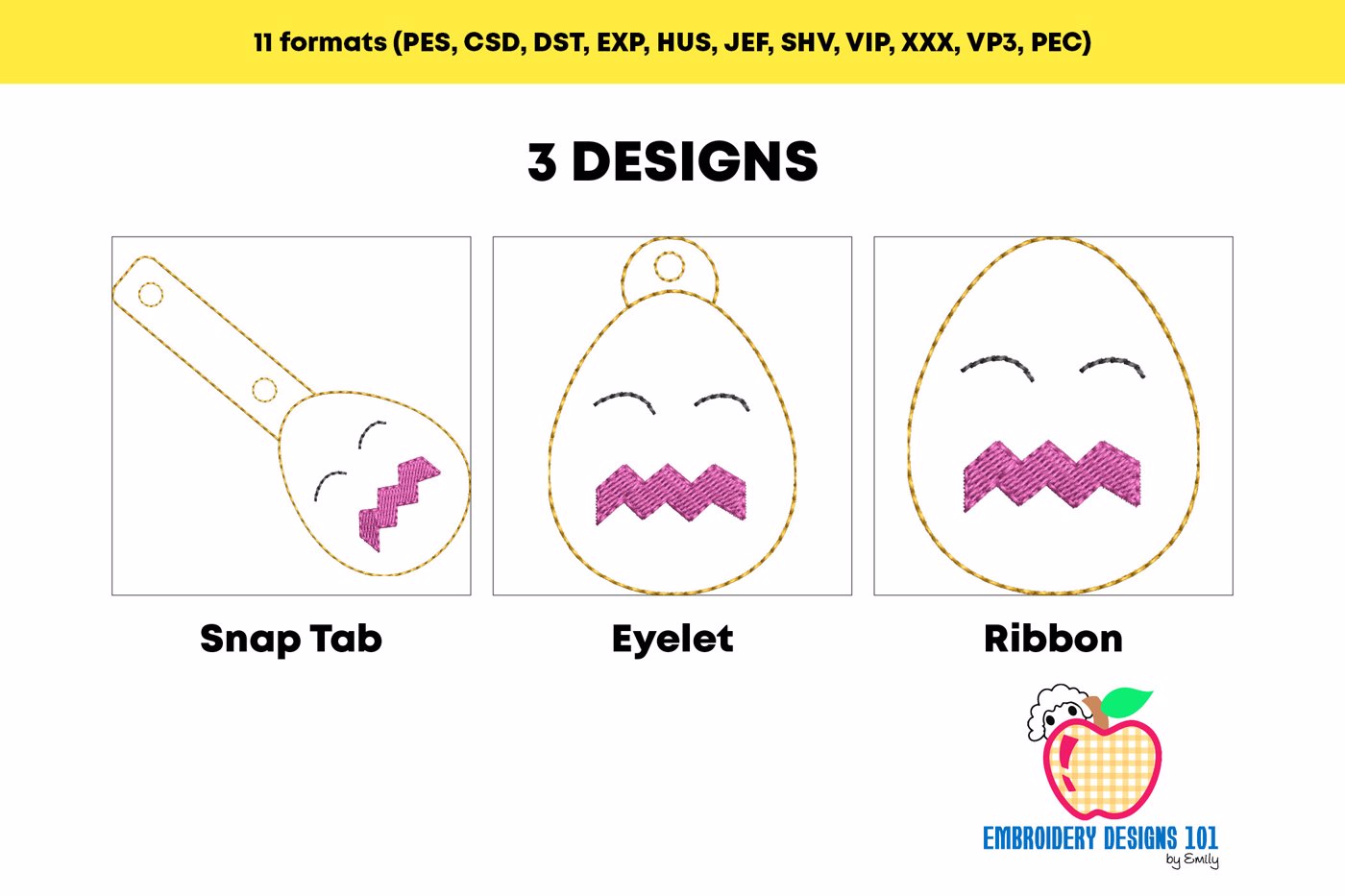 Cartoon Egg ITH Snaptab Keyfob Design