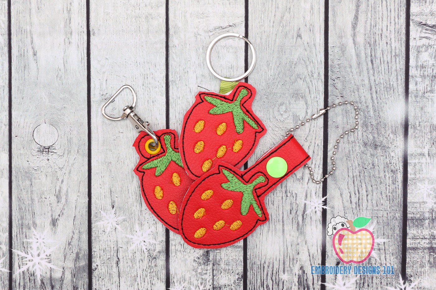 Strawberry In The Hoop Keyfob