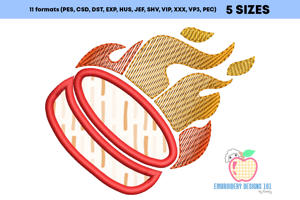 Flaming Hockey Puck Applique