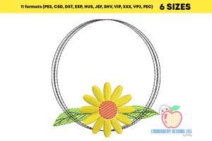 Sunflowers Frame Sketch Embroidery