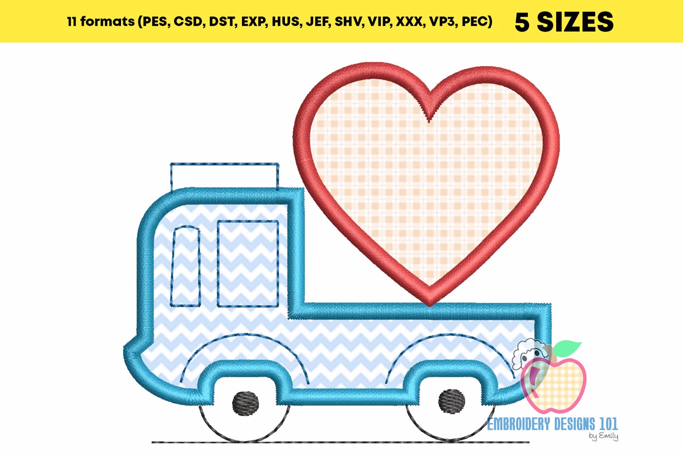 Car carrying heart on it Applique pattern