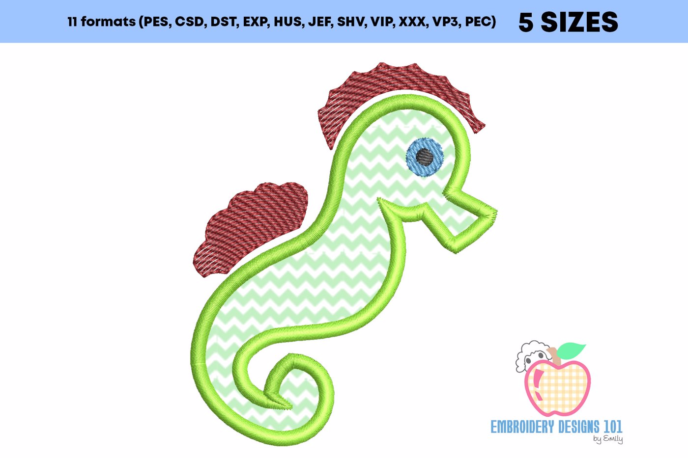 Cute Seahorse Cartoon Applique For Kids