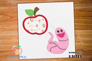 Worm with Apple Applique