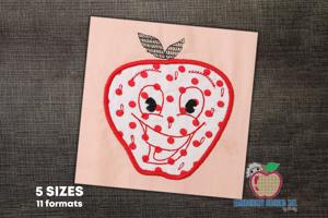 Red Smiling Strawberry Embroidery Applique