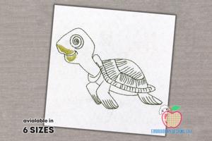 Cheerful Cartoon Tortoise Sketch Embroidery
