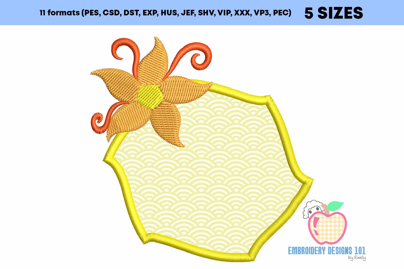 Octagon with Flower Applique Design