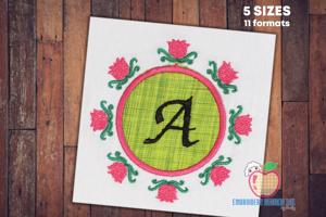 Frame with flowers Embroidery Applique Designs