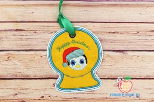 Christmas Penguin with Santa Hat In The Hoop Ornament