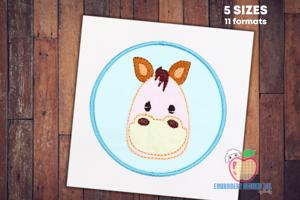 Horse Face in Circle Applique Design