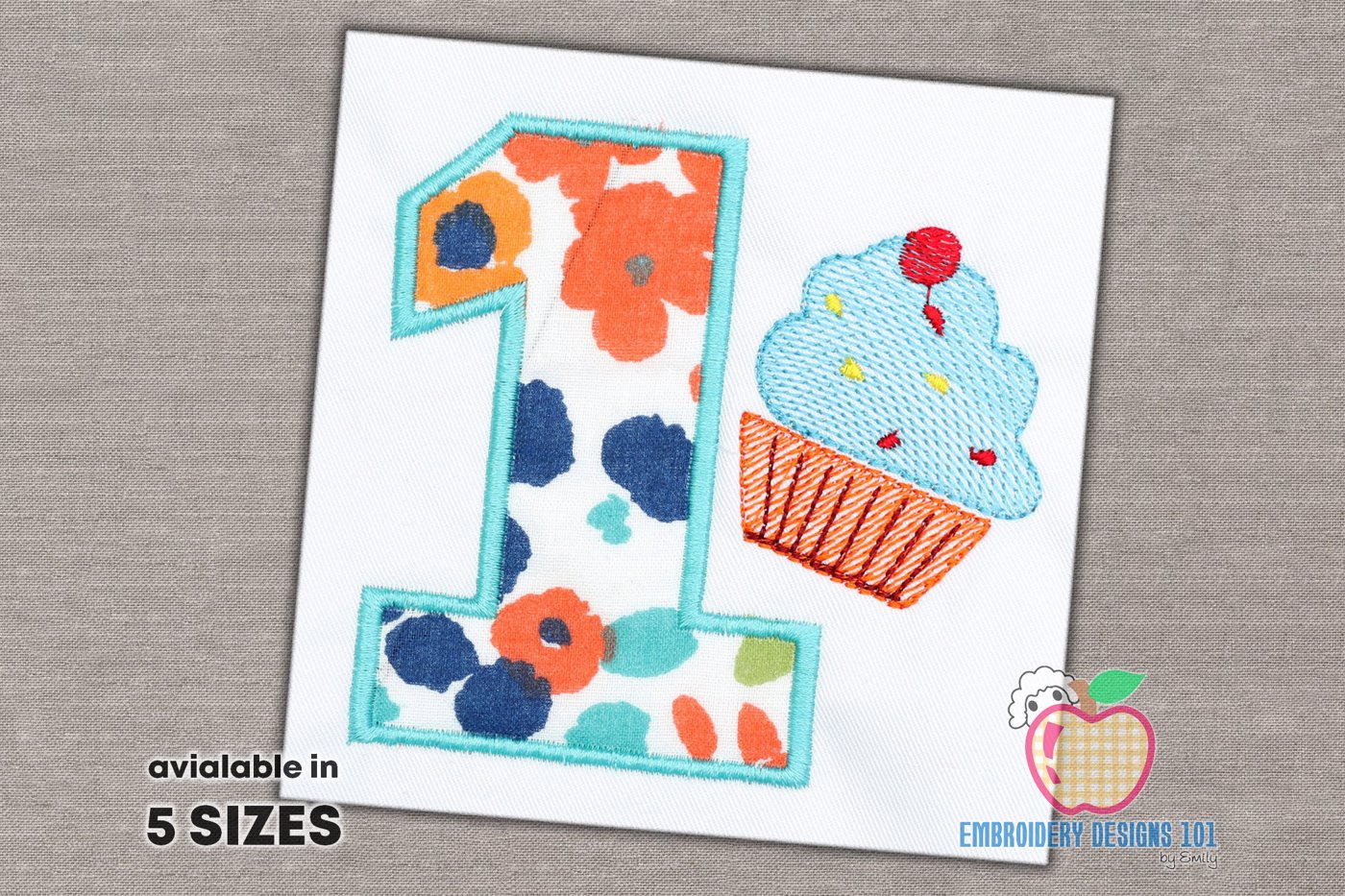 1st Birthday with Cup Cake Applique Design