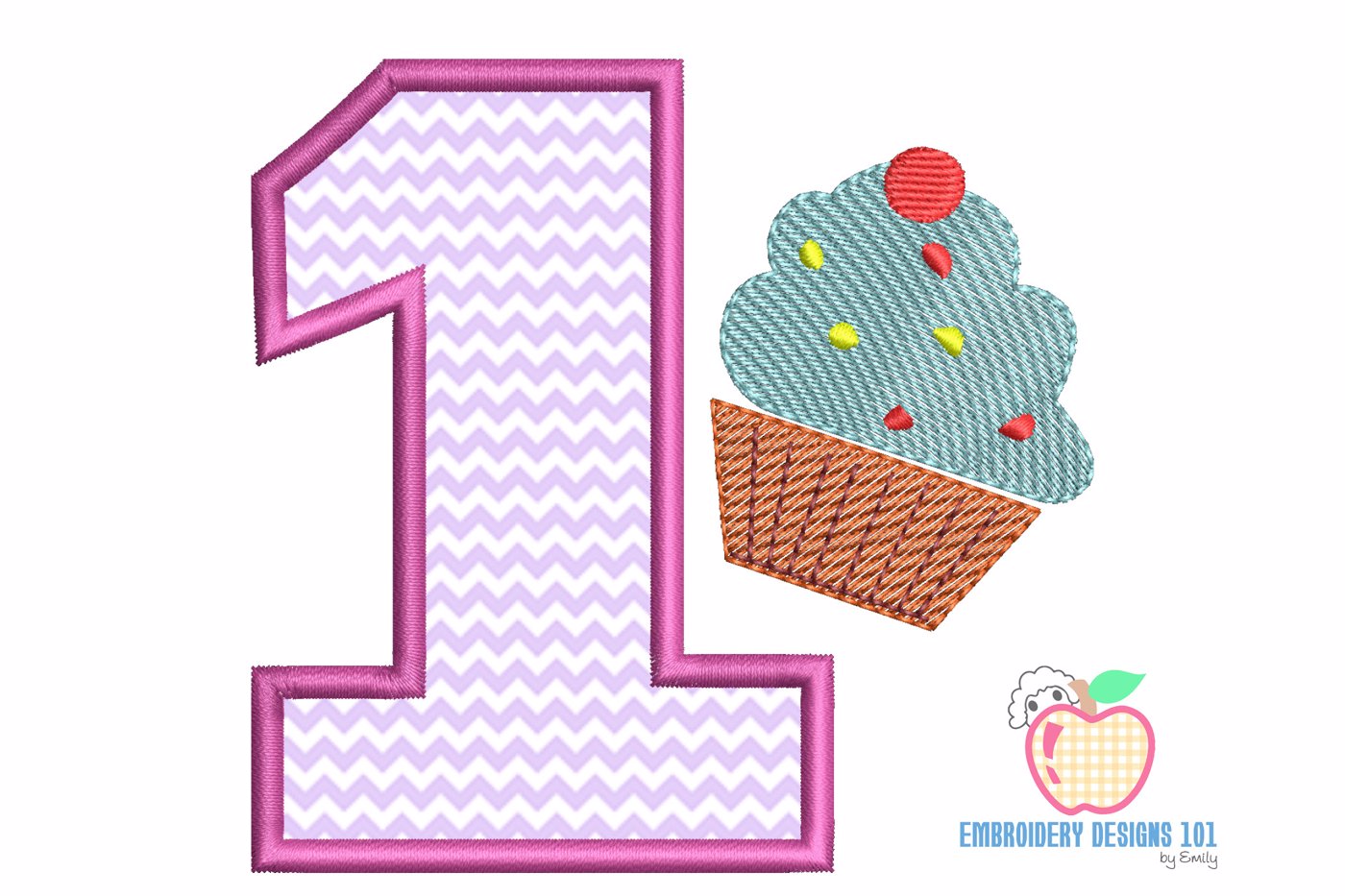 1st Birthday with Cup Cake Applique Design