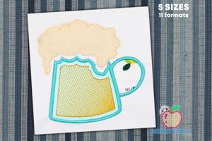 Beer Mug with Froth Applique Pattern