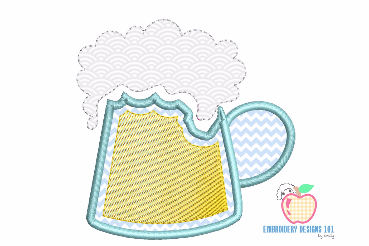 Beer Mug with Froth Applique Pattern