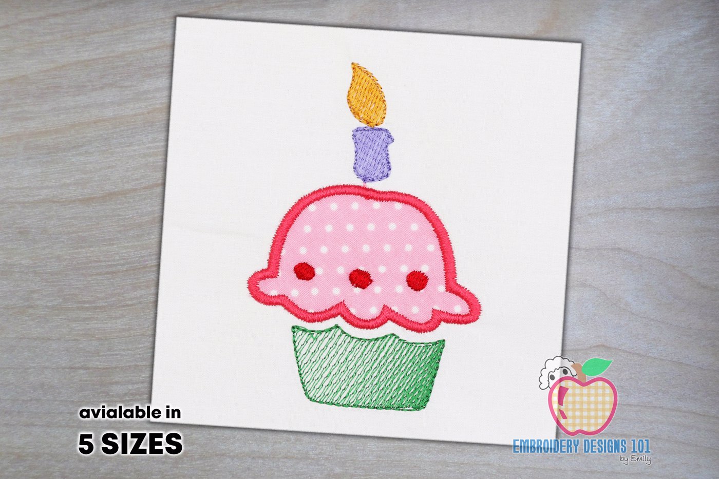 Birthday Cupcake Applique Design