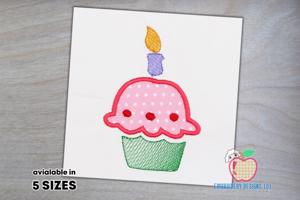 Birthday Cupcake Applique Design