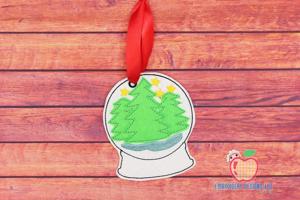 Snow globe with a Christmas tree Ornament Embroidery