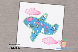 Airplane In Air Embroidery Applique Pattern