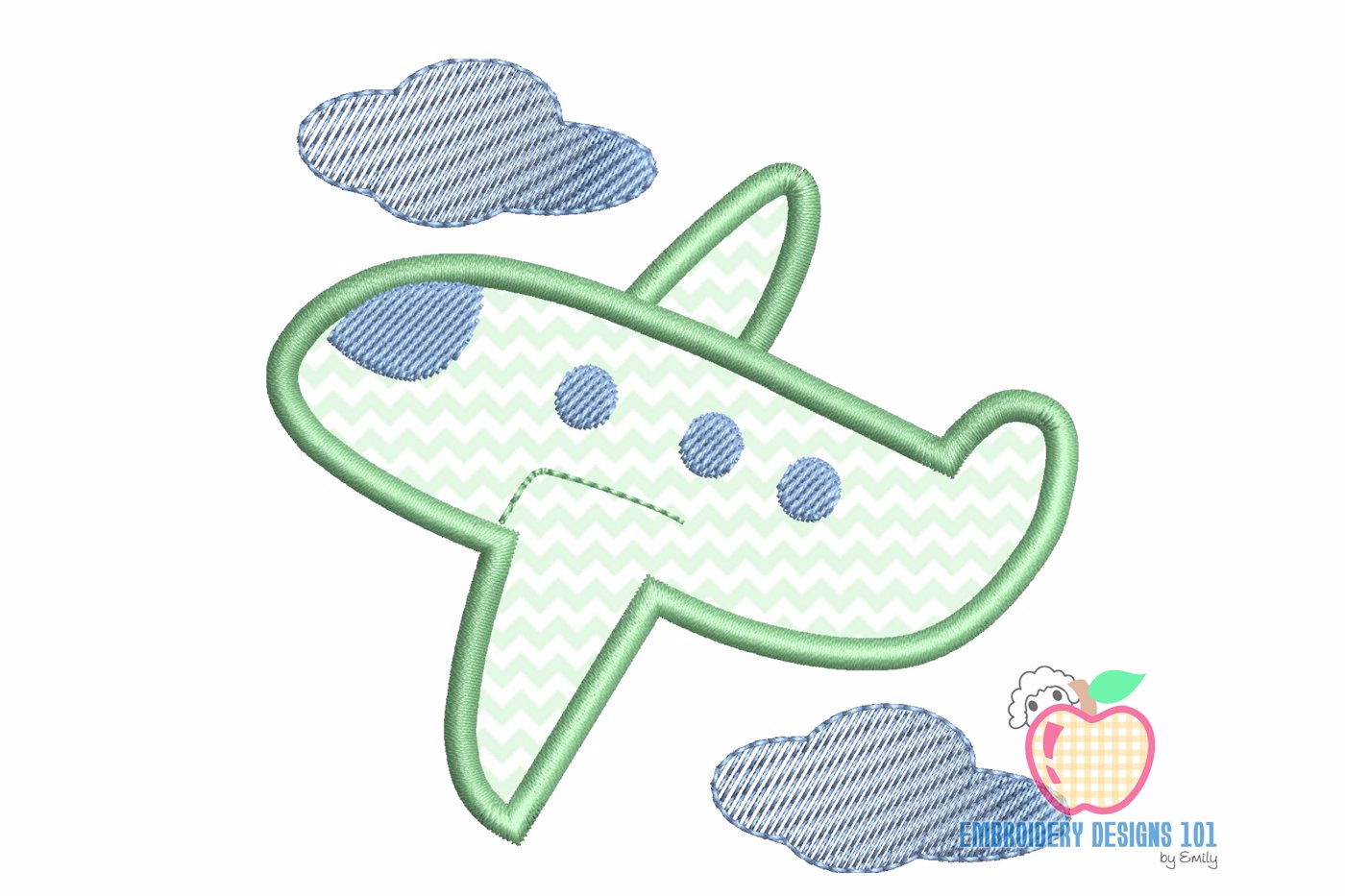 Airplane In Air Embroidery Applique Pattern