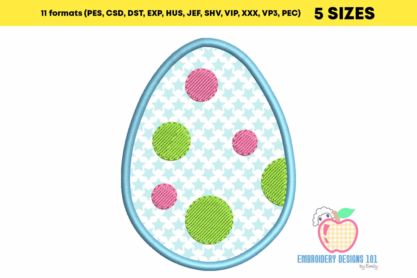 Decorative Easter Egg Embroidery Applique
