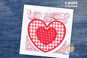 Double Floral Heart Embroidery Applique