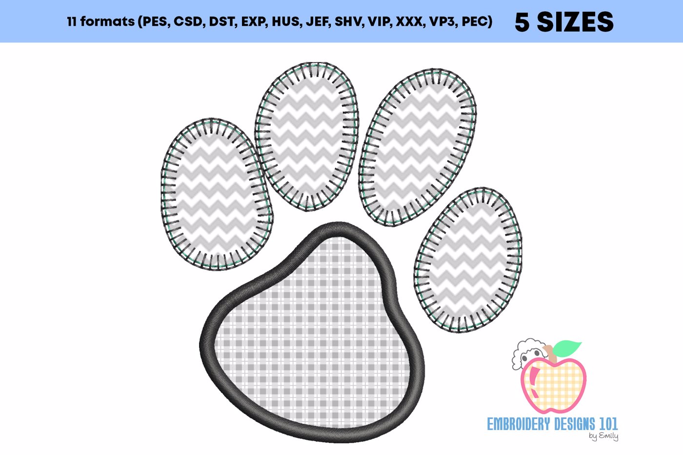 Dog Paw Print Applique Design