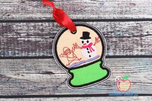 Snowman and santa in Snowglobe ITH Ornament